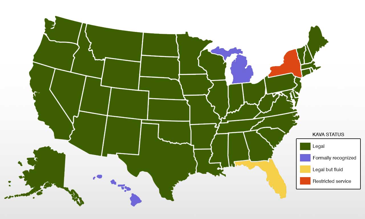 Map of Kava's legal status by state